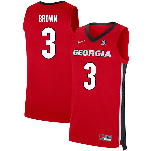 2020 Men #3 Christian Brown Georgia Bulldogs College Basketball Jerseys Sale-Red